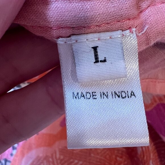 Banjanan Printed Mini Dress Flutter Sleeve Tassel Trim Floral Pink Red Large Boh - Picture 16 of 16